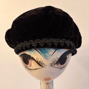 Vintage BAYCLUB Velour Cap, Rickrack Accent, Lined